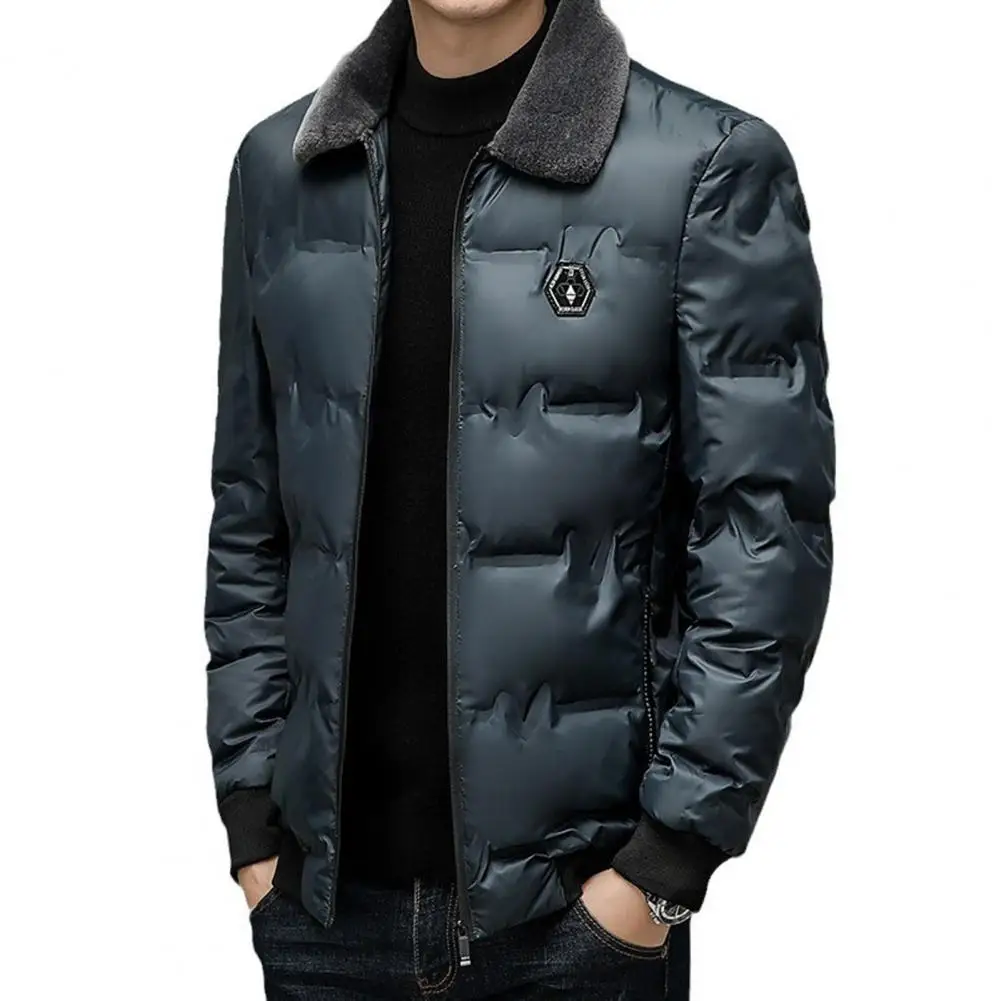 

Stylish Thermal Jacket Stylish Mid-length Men's Down Coat with Faux Fur Lapel Windproof Cold Resistant for Fall/winter for Men