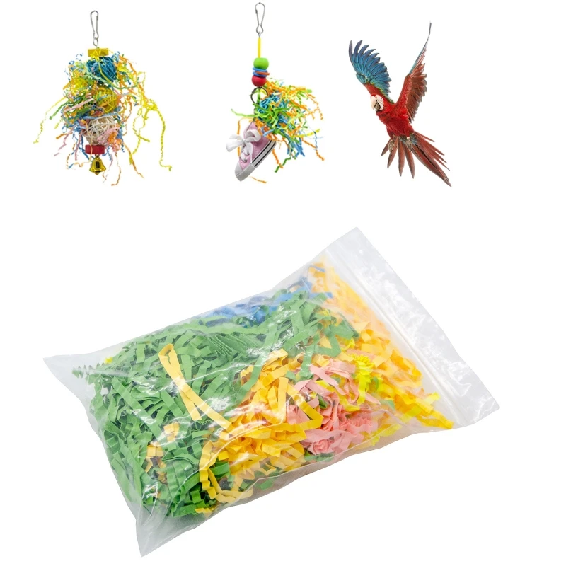 5 Bags Bird Toys Colorful Shred Paper Foot Beak Grinding Stuffing Foraging Toy Refill for Parrot Conure Chewing Gift Wrapping 6