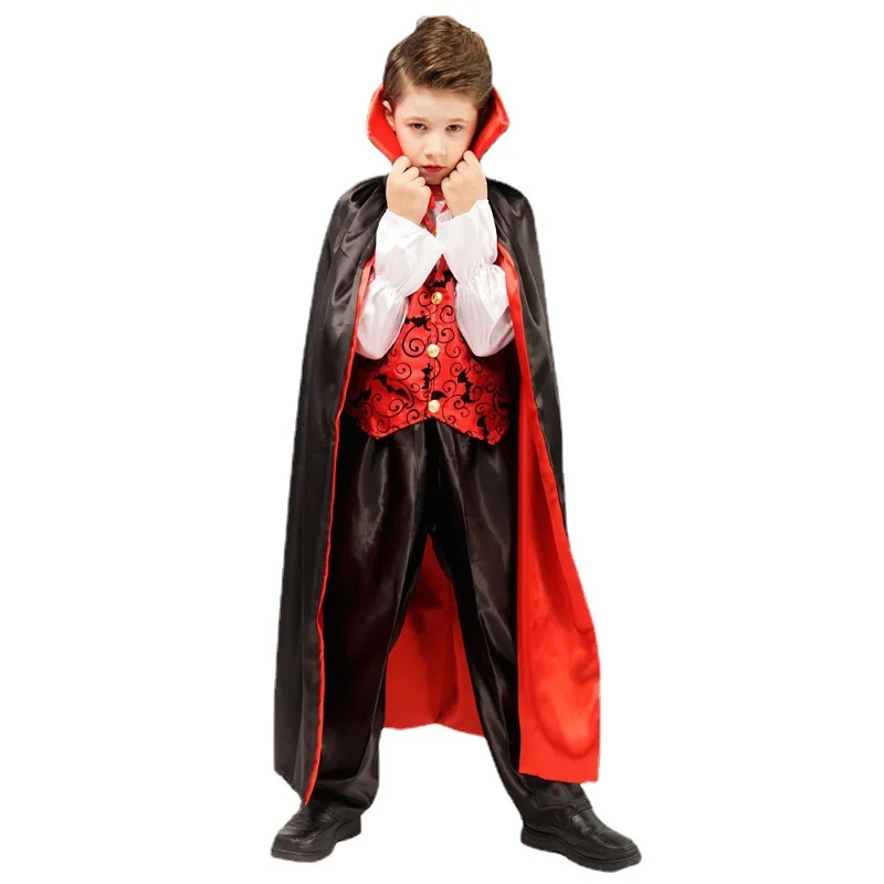 Dracula Cosplay Traje Infantil, Vampiro Assustador, Fantasia