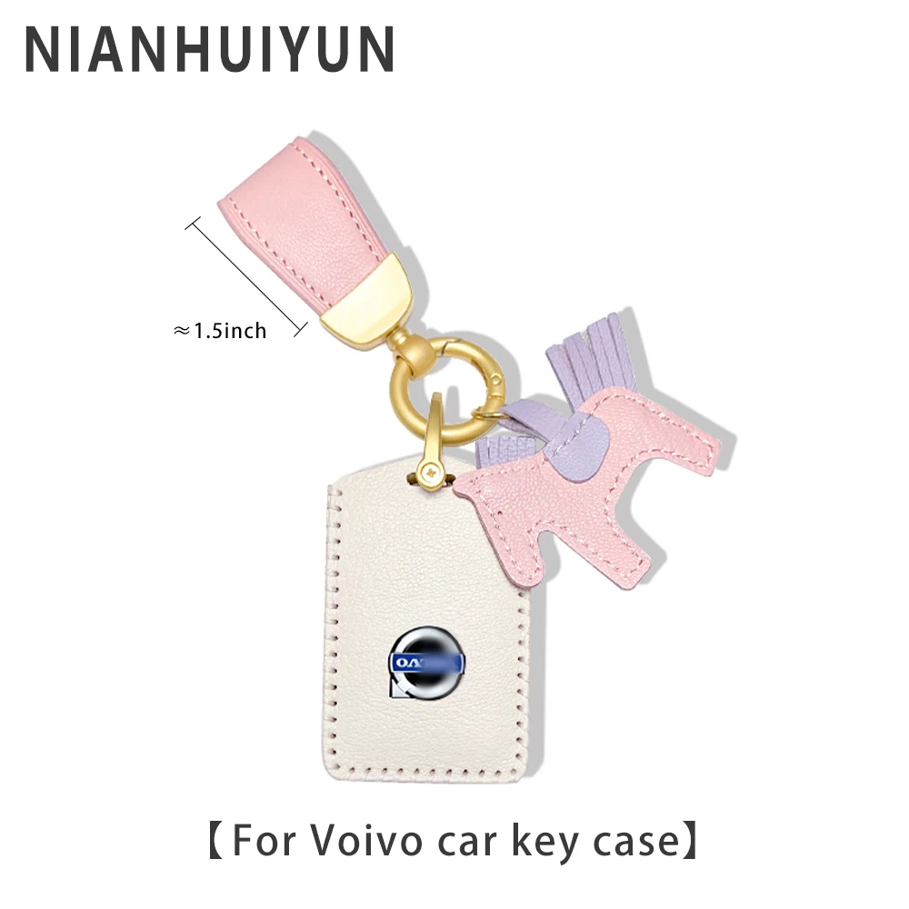 

Leather Pink/purple Key Case Cover Shell For Volvo XC60 XC40 XC90 S90 V60 S60 V90 2020-2024 Holder Protector Fob Keychain