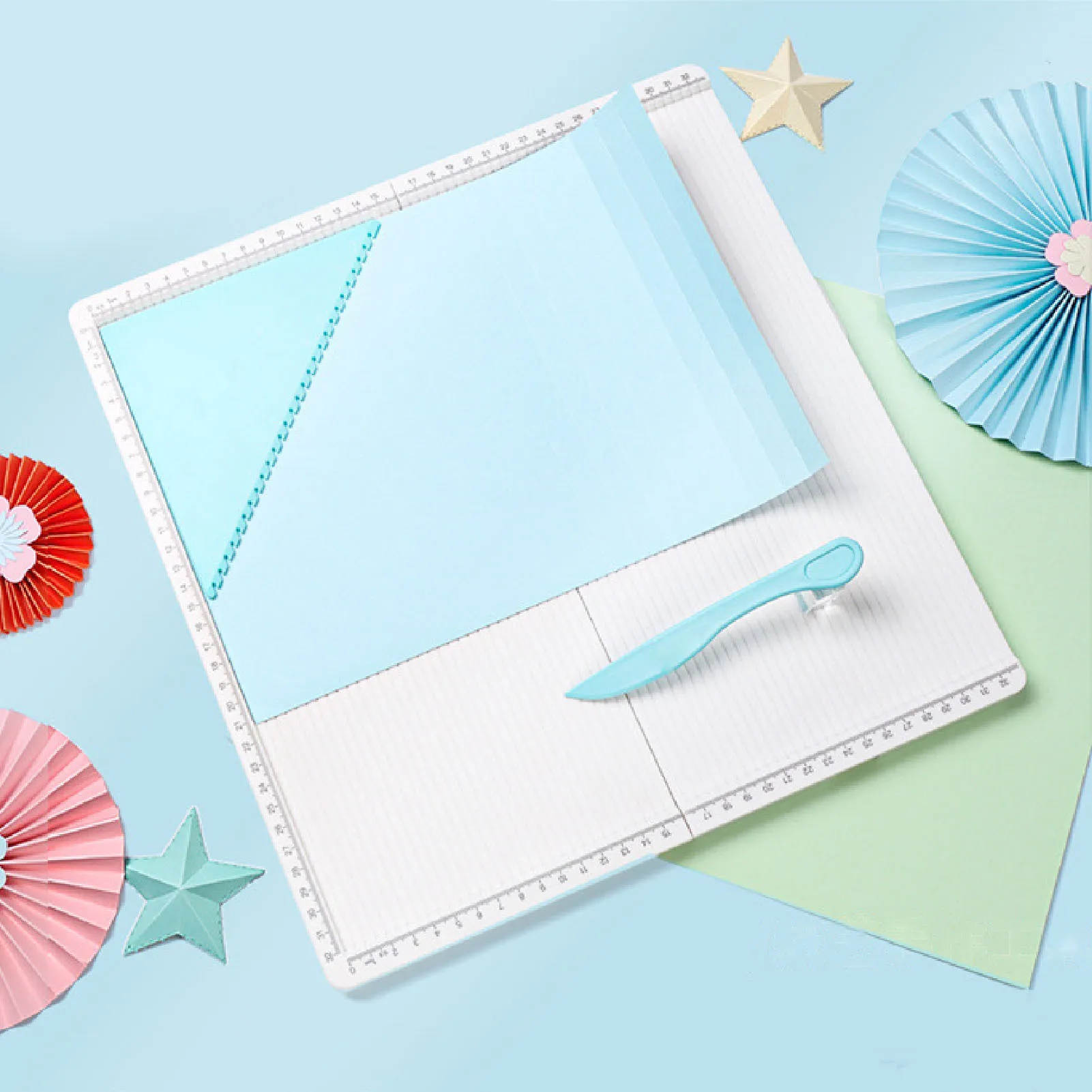 Paper Scoring Board Paper Folding Tools 80-200g Thickness Grooved Design 320x320mm Clear and Straight for Making Card Envelope