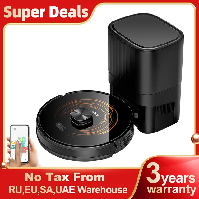 Robot Vacuum Cleaner ABIR K30,Auto-empty Dock,UV Spot Cleaning,6500PA Suction,Multi-floor Map,Customized Wet Dry Room Cleaning, 1