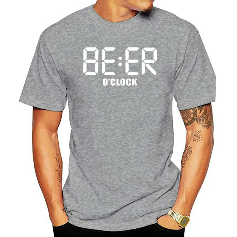 

Beer O'clock Digital - Funny Drinking - Summer Men's Short Sleeve Graphic T-Shirt Hot Sales Mens Cool Tee