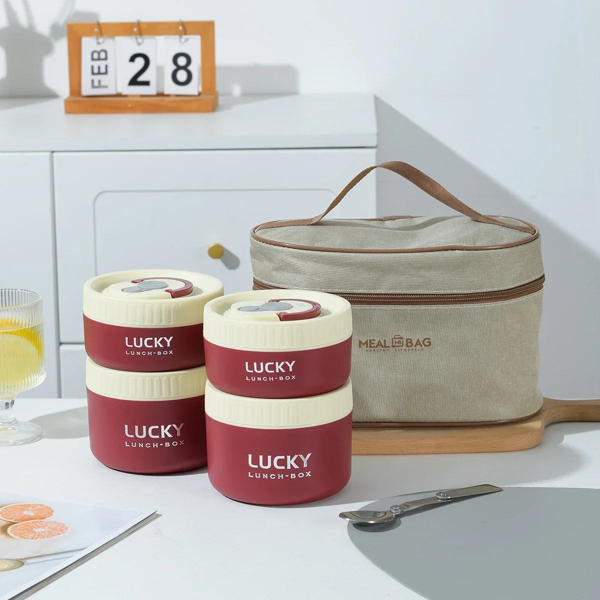 WORTHBUY 304 Stainless Steel Insulated Lunch Box WithThermal Bag&Cutlery Portable Salad Fruit Food Container Microwave Bento Box