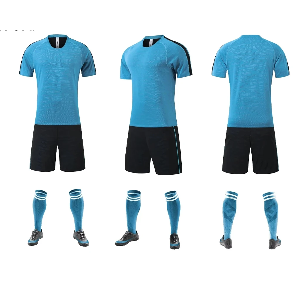 /25 Quality Double Sided blank Football Jersey Sets Men Cheap Soccer Uniforms For Teams`