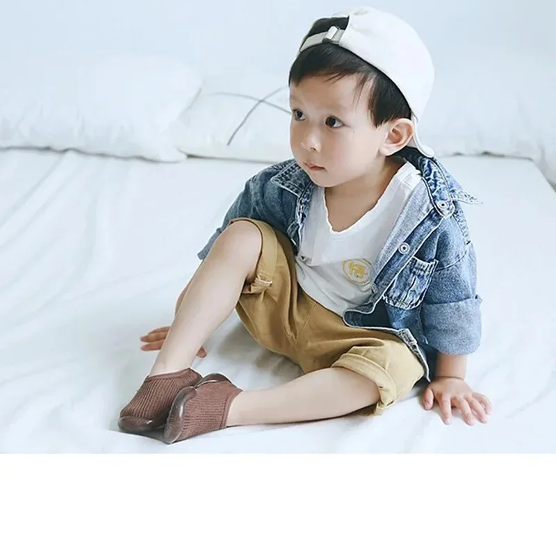 Newborn Baby Boys Girls Socks Shoes Unisex Non-slip Floor First Walkers Kids Soft Rubber Sole Infant Toddler Solid Color Shoes