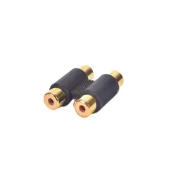 Dual RCA Female - to - Female Audio Connector Adapter - Phono Coupler Video Plug Socket (Gold)
