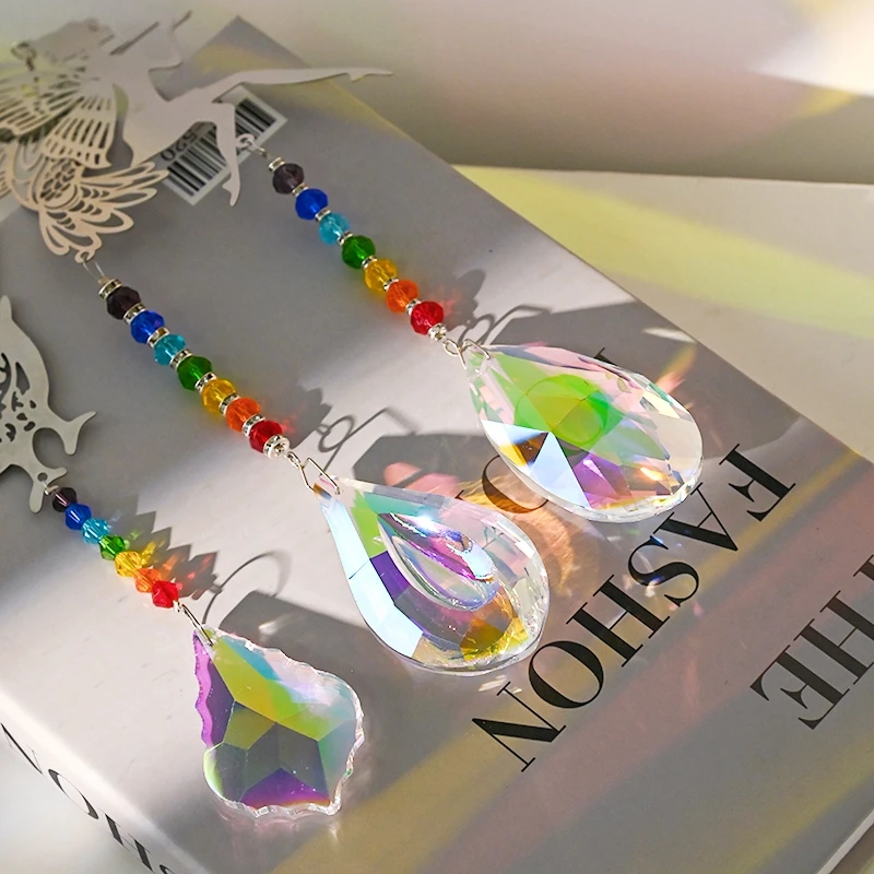 Crystal Wind Chimes Rainbow Sun Catcher Outdoor Wind Bells Home Garden Hanging Ornament Wall Yard Decor Music Bells