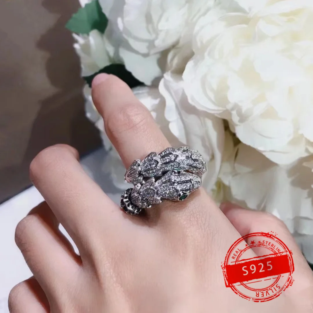 

2024 New 1:1 Customized Hot Selling Charm Fashion Jewelry BV Silver 925 Snake Scale Women's Ring Exquisite Birthday Party Gift