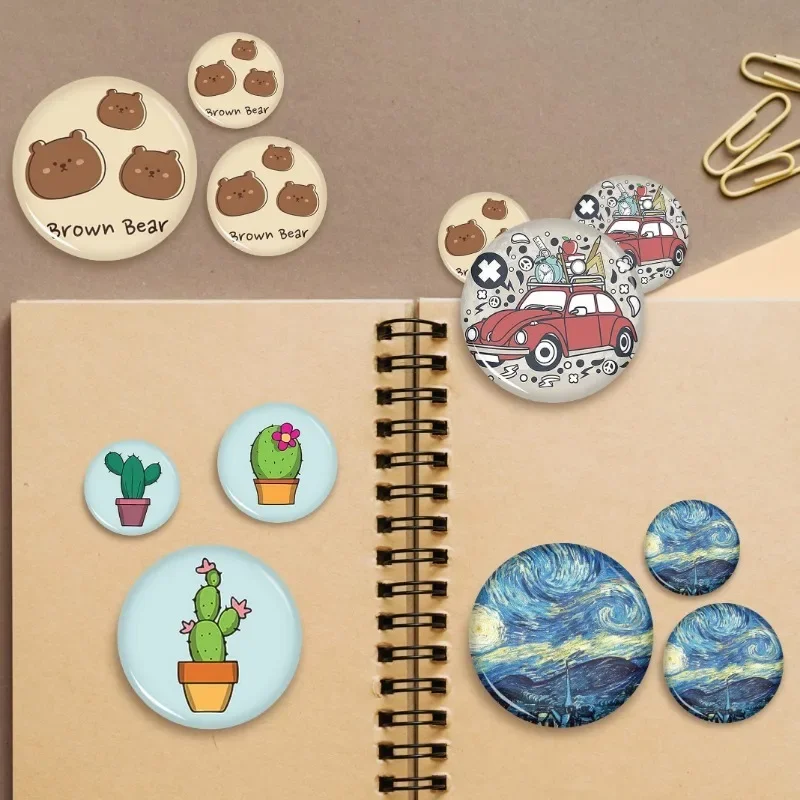Round Button Maker Making Badges 25mm/32mm/37mm/44mm/50mm/56mm/58mm/75mm 100PCS Pin Metal Button Badge Making Materials badge parts,button making supplies