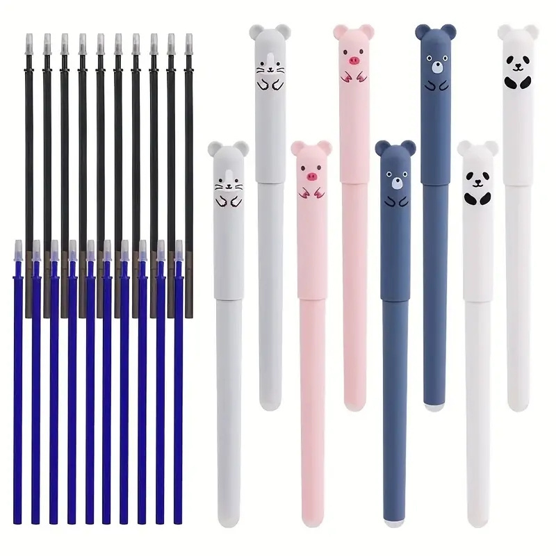 26pcs/set Animals Panda Erasable Gel Pens Set 0.5mm Erasable Pen Refills Rods Washable Handle School Office Supplies Stationery