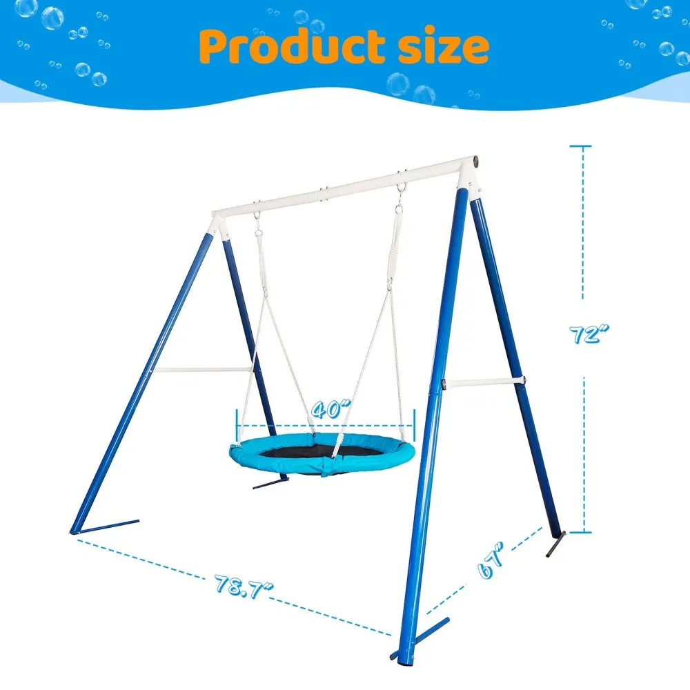 Metal Swing Set for Kids Outdoor Play Stand with Saucer Outdoor Playground Set Durable Facility Reliable Design Hours of Kid Fun 6