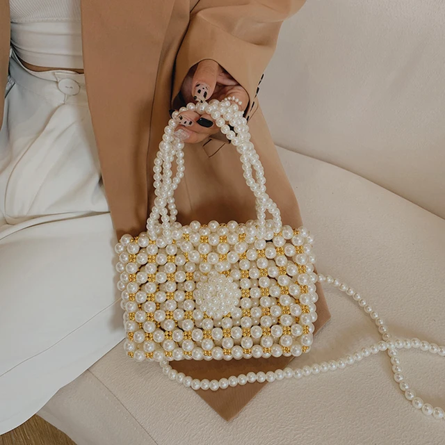 Mini Pearl Bag Elegant Women Handmade Beaded Handbag Ladies