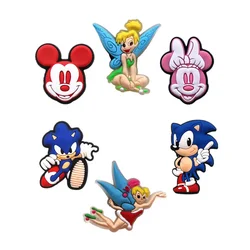 Original Fairy Girl PVC Shoe Charms Red Mickey Pink Minnie Jeans Clog Pins Women Boy Girls Party Shoe Decorations