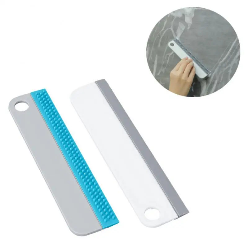 Silicone Squeegee with Hanging Hook Water for Cleaning Bathroom Shower  Mirror Glass Kitchen Countertop Sink Car Windows Wiper Flexible All Purpose  Waterblade White Wall (A, One Size)