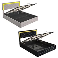 Гидравлическая кровать для хранения Comanlai, двуспальная кровать со светодиодной подсветкой, мягкая кровать с решетчатым основанием 140x200 см/160x200 см/180X200 см — изображение 2