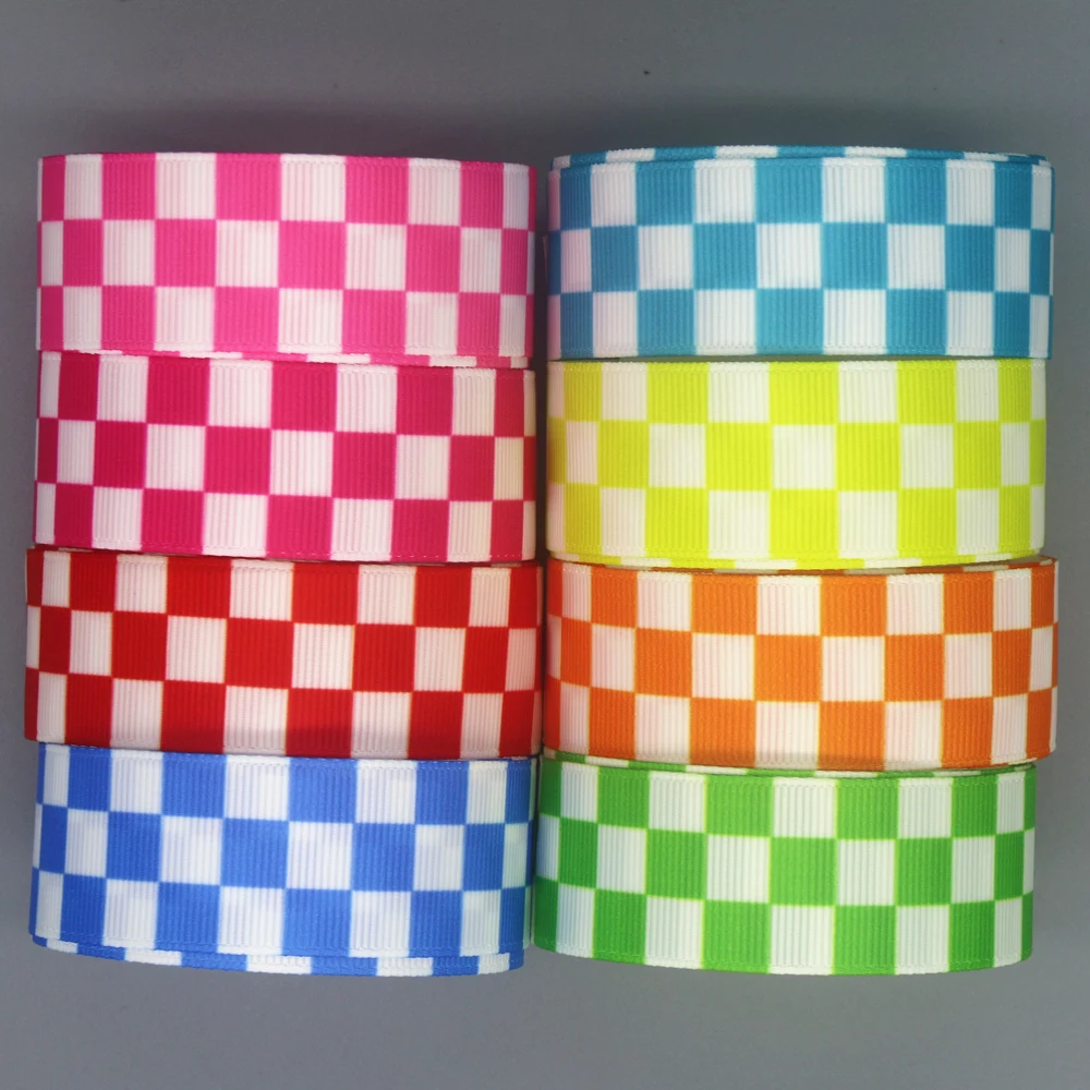 DHK 7/8'' 5yards Plaid Grid Check Printed Grosgrain Ribbon Accessories ...
