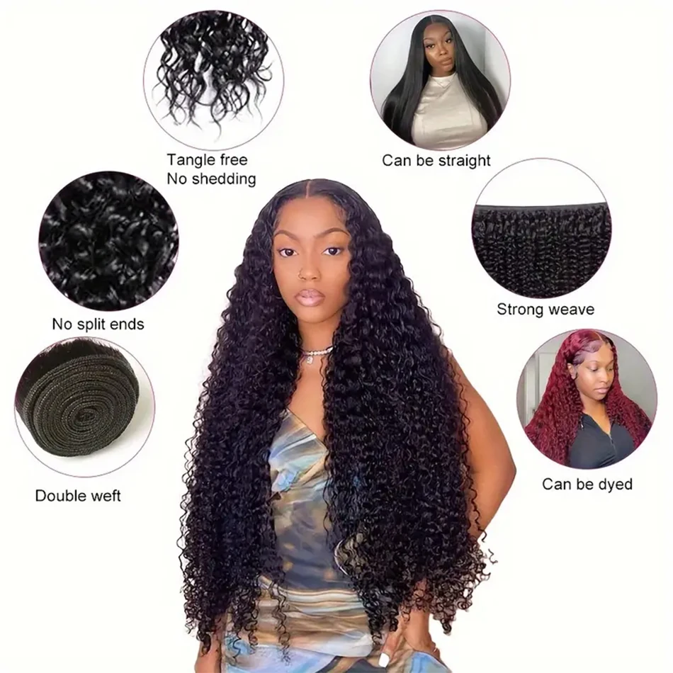Kinky Curly Hair Bundles Deal 1/3/4 Pcs Jerry Curly Bundles Human Hair 30 Inch Deep Curly Hair Extensions Tissage Cheveux Humain 5