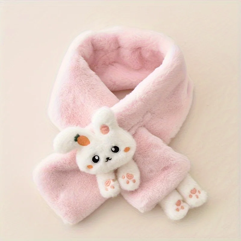 Kids Scarf Cartoon Bunny Design Thickened Acrylic Knit Warm Winter Accessory for Girls 2-10 Years Cute Style 1pc children scarf