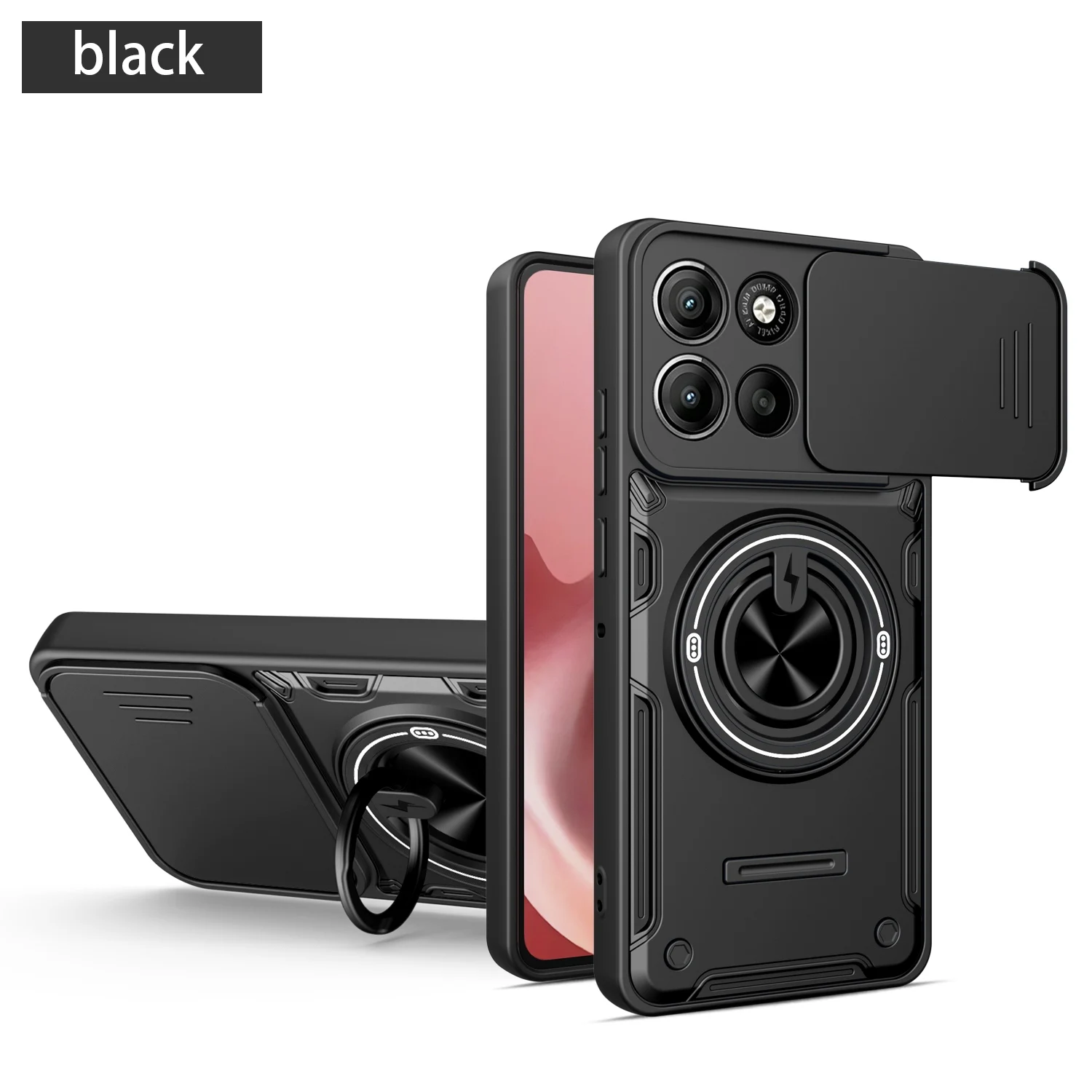 Shockproof Rotating Magnetic Bracket Case with Pro Ring Holder
