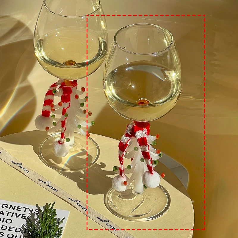 Christmas Wine Glasses Colored Glass Wine Cup Gift Box Christmas Tree  Decorated Glass Cup Goblet Christmas Gifts Champagne