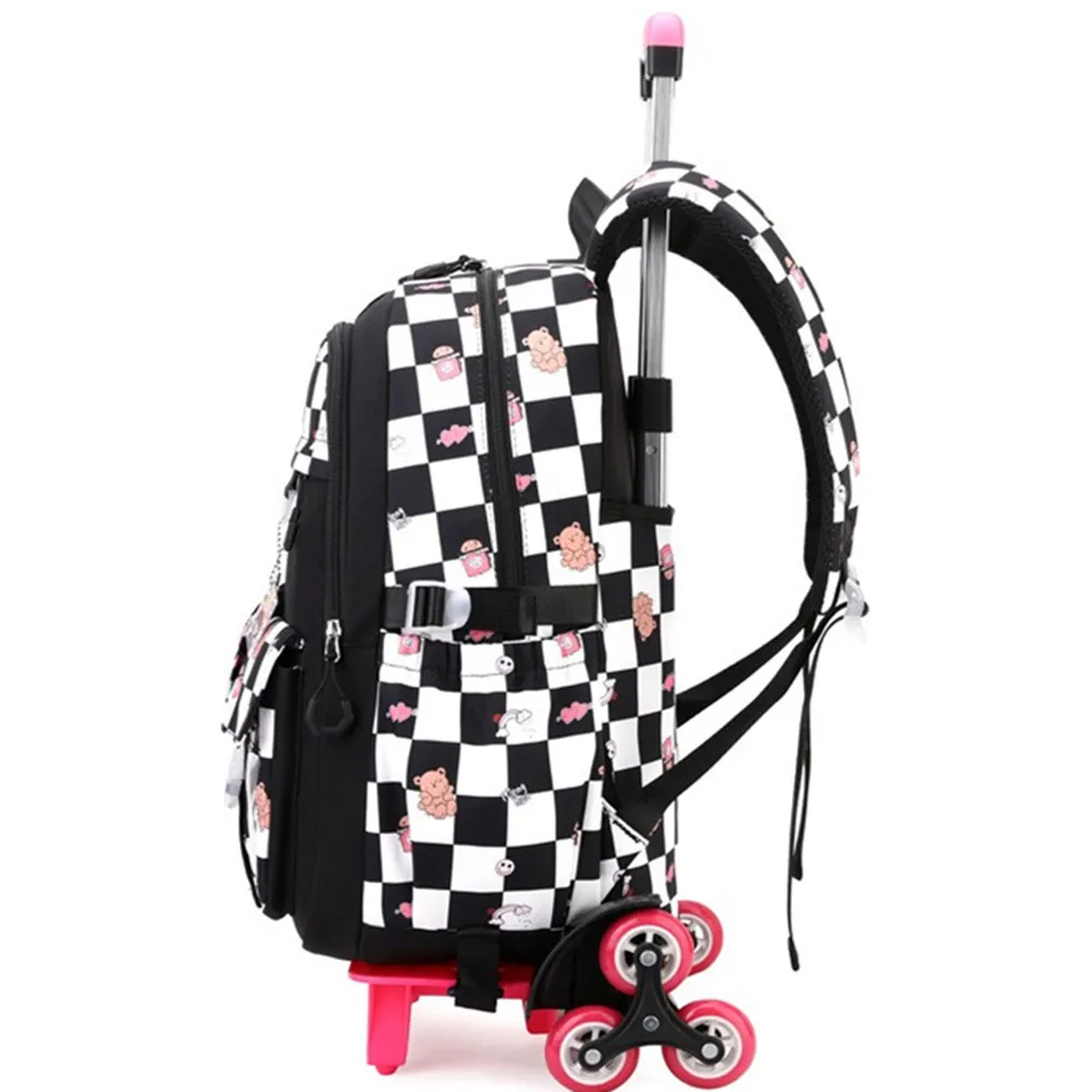 Cartoon Waterpoof Girl Boy 2 Wheels Trolley Schoolbag Removable Children Fold Backpack Kids Luggage Travel School Bags Handbag