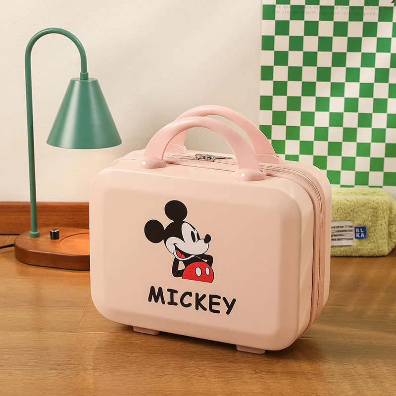 

Disney Minnie Mouse Cosmetic Case Organizer Toiletry Portable Mini Kawaii Suitcase Box Travel Suitcases Birthday Gift Case Bag