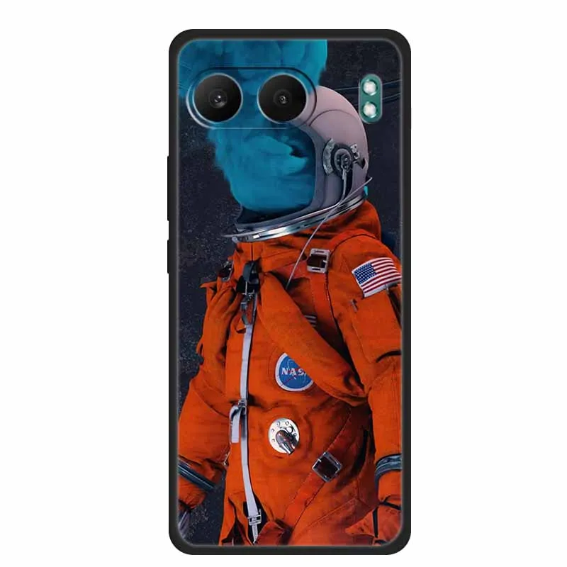 Astronaut Design Soft Silicone TPU Phone Case - Space-Themed Back Cover