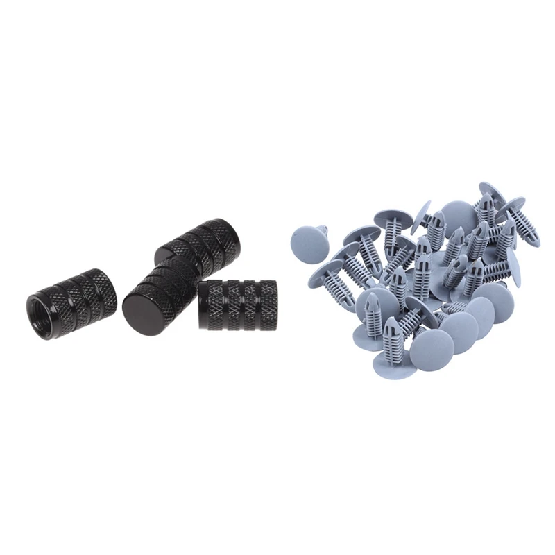 

4 Pcs Tire Valve Cap & 30 Pcs Flange Fender Bumpers Clips