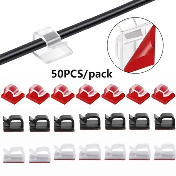 50 ชิ้นสายคลิป Self กาวการจัดการสายไฟสีดําลวดผู้ถือ Clamp Self - กาวรถลวดคลิปอุปกรณ์เสริม 1