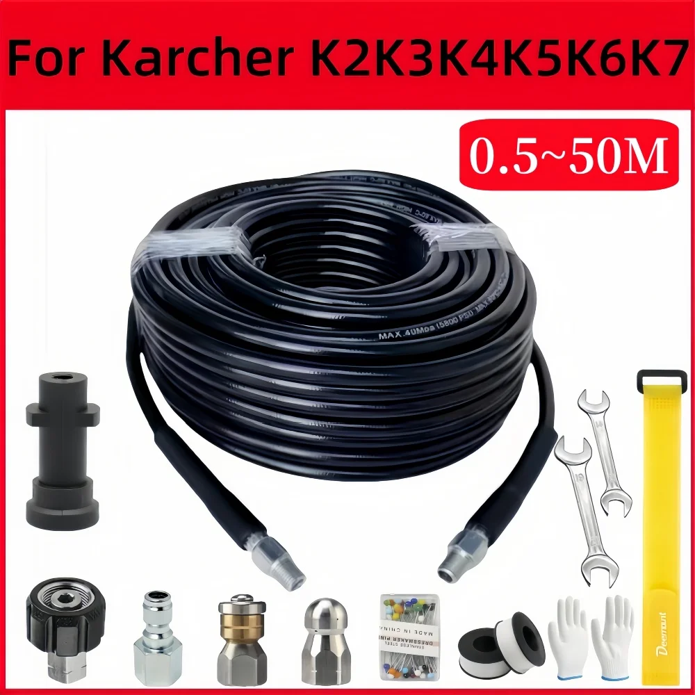 0,5 M-50 M Kanalisation Entwässerung Reinigung Schlauch Rohr Reinigung Kit Hochdruckreiniger Schlauch Druck Sauber Düsen Rotary Düse, für Karcher