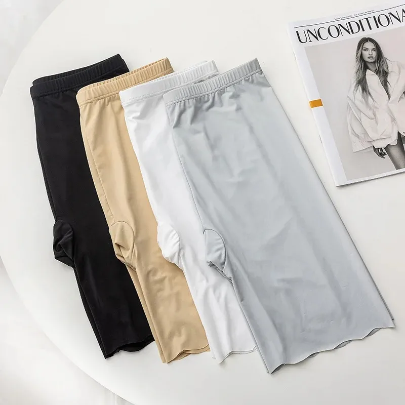 Seamless Ice Silk Women High Waist Safety Short Pants Under Skirt Boxers Panties Anti Rub Thigh