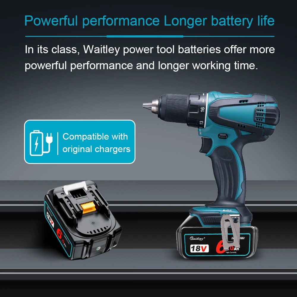 Waitley18V 6.0Ah 充電式バッテリー用ツールリチウムイオン電池 6000 mah 18 v 交換 BL1860B BL1850 6A  AliExpress
