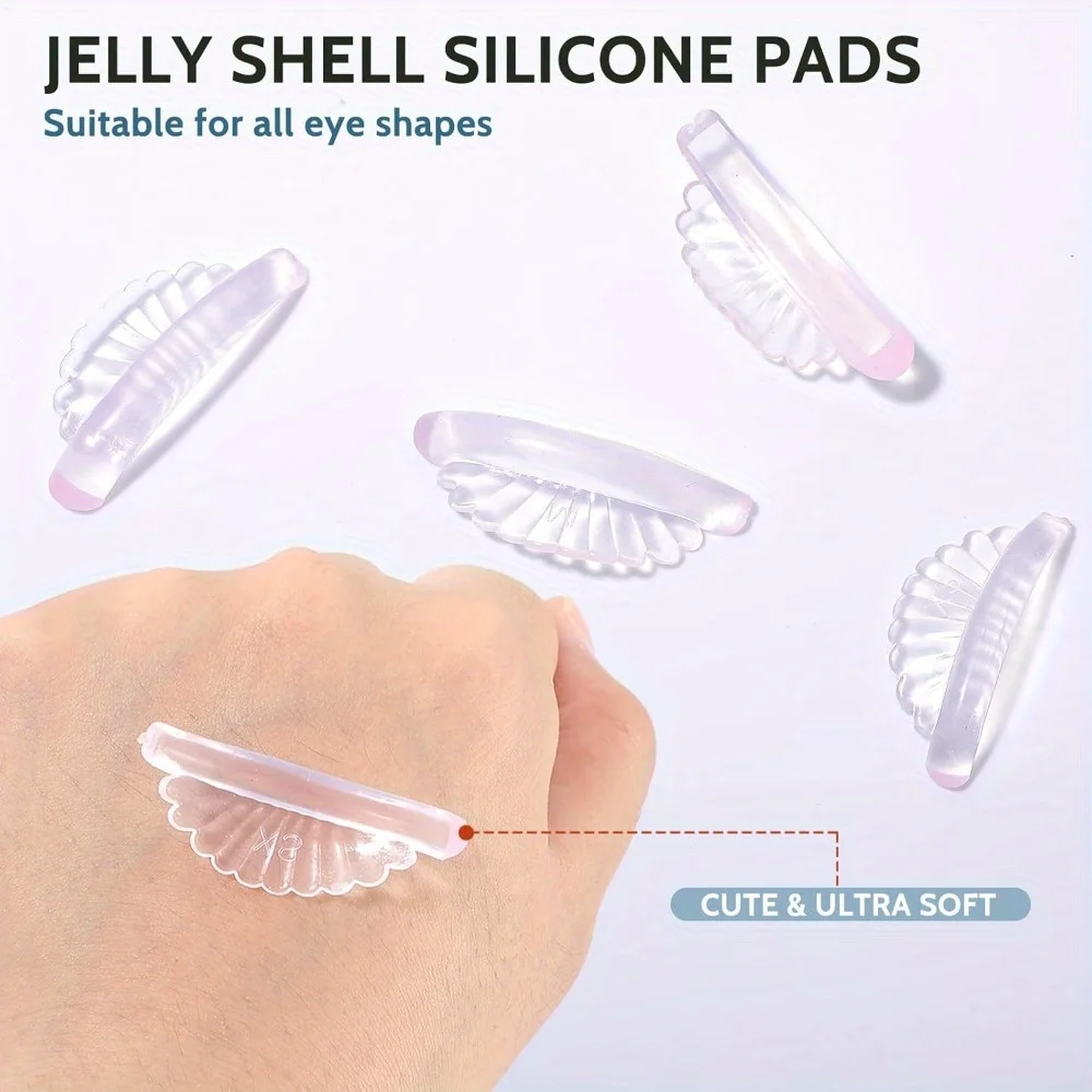 자가 접착 실리콘 패드가 포함된 속눈썹 컬러러 5종 세트, 반영구 속눈썹 컬링 및 스타일링에 적합