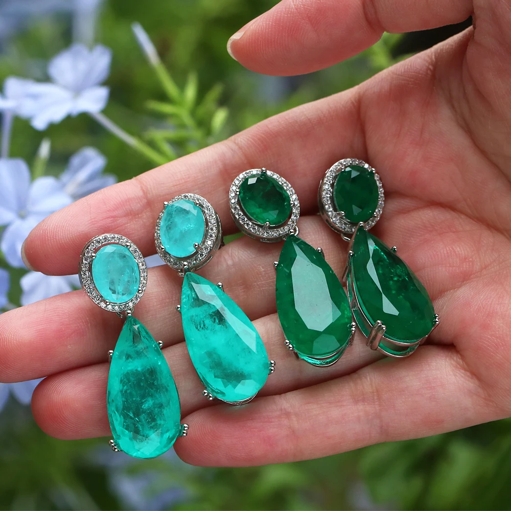 Emerald & Diamond Green Rhodium Earrings – Graziela Gems