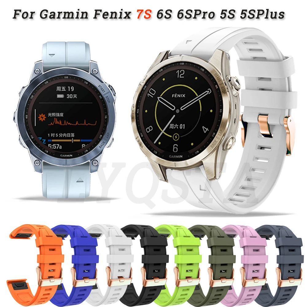 Cinturino Sportivo In Silicone Sportivo Da 20Mm Per Garmin Fenix 7S 6S 6Spro 5S 5Splus Discesa Mk2S Cinturini Easy Fit Cinturino A Sgancio Rapido