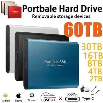 정품 SSD 휴대용 외장 하드 드라이브, 1TB 2TB 모바일 솔리드 스테이트 드라이브, USB 3.1 고속 하드 디스크, 노트북, 맥
