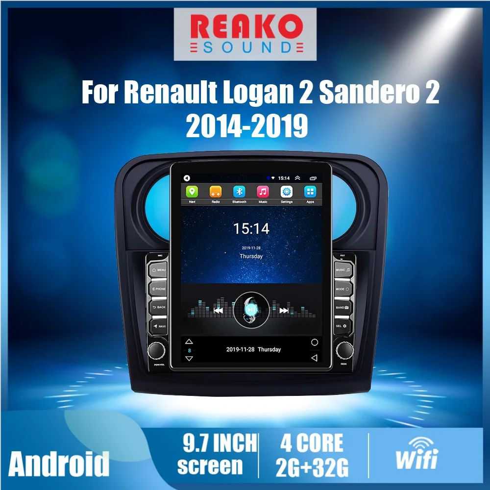 Автомагнитола для Renault Logan 2 Sandero 2014 -2019 Din 9 7 дюйма 4G Carplay Tesla экран Автомобильный