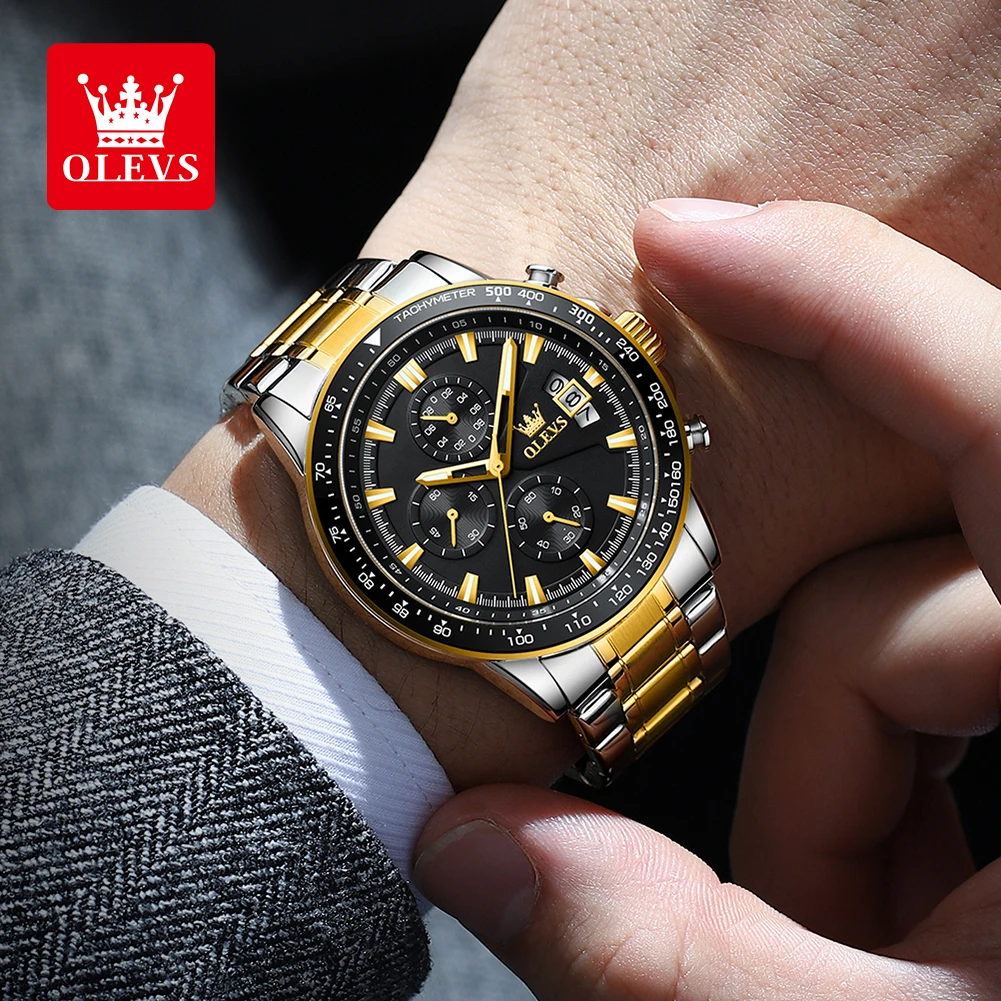 OLEVS ساعة كوارتز كرونوغراف للرجال متعددة الوظائف...