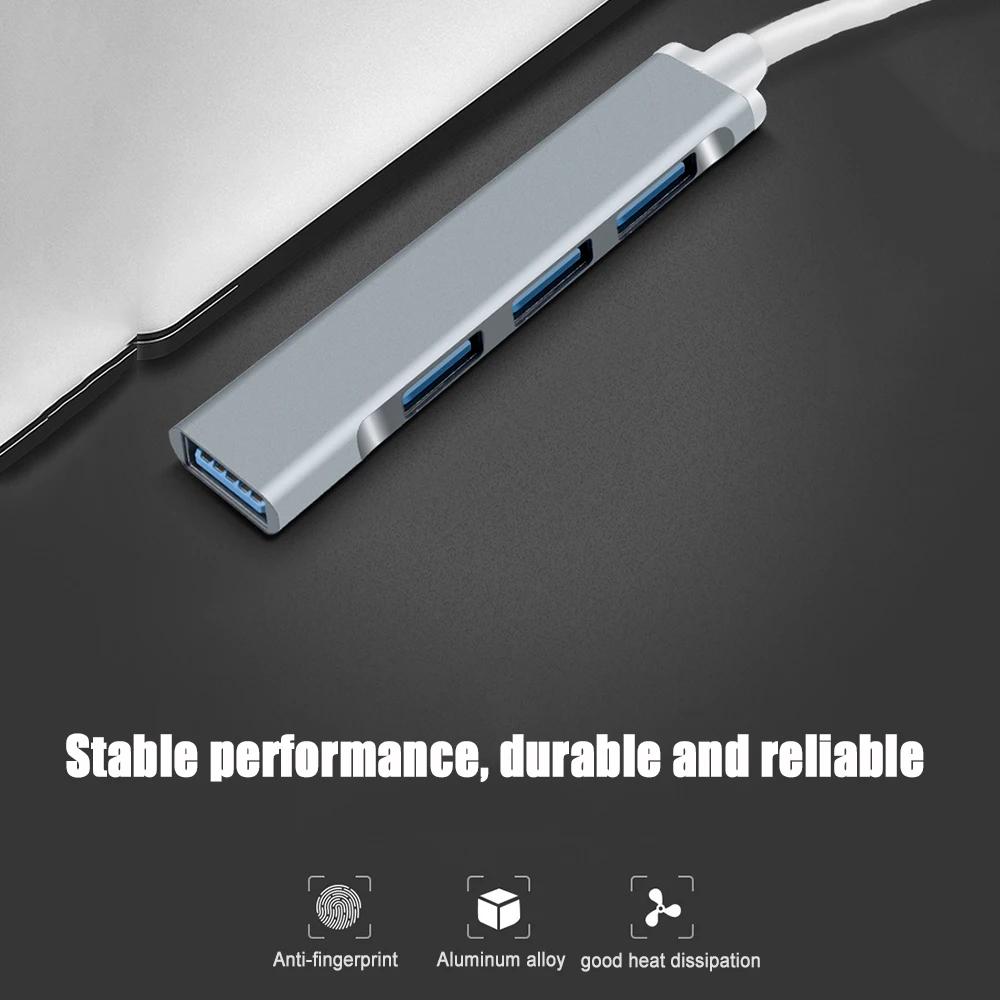 High-Speed 4-Port USB Hub with Type C Connectivity for PC and Laptop Accessories