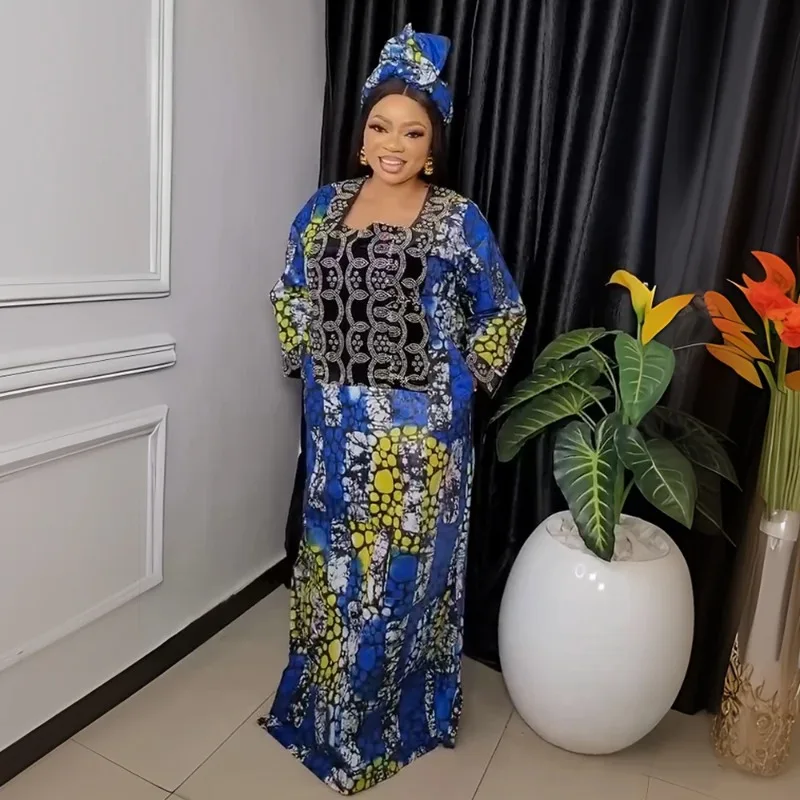 

African Dresses for Women Plus Size Africa Clothes Dashiki Ankara Sequin Outfit Gown Kaftan Muslim Wedding Party Long Maxi Dress