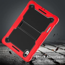 Rugged 3 - in - 1 Anti - Drop Tablet Case with Kickstand and Foldable Bracket Cover - Tab A9 8.7 in (Black red)