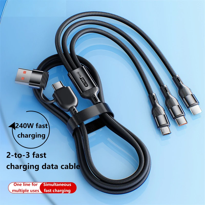 240w 초고속 충전 2-to-3 충전 케이블 3-in-1 고속 충전 1-to-3 데이터 케이블 휴대폰 3 헤드 다기능 업그레이드