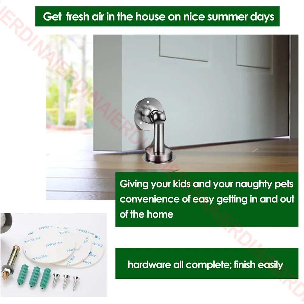 NAIERDI-304 Stainless Steel Magnetic Door Stop, rolha