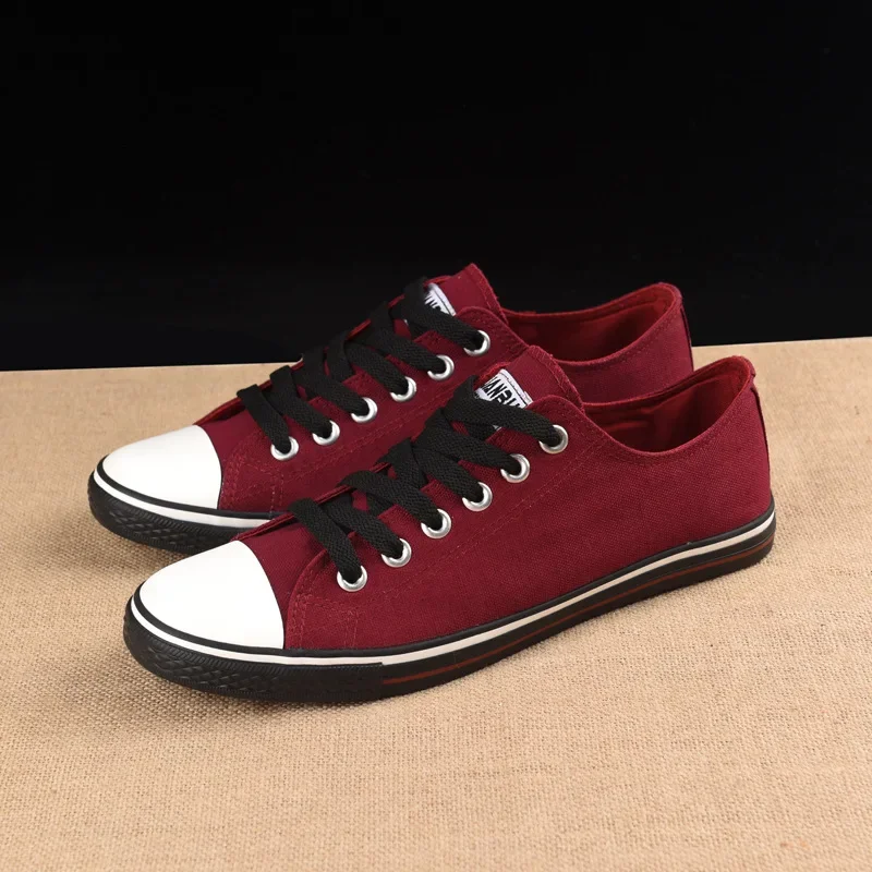 2021 New Fashion Casual Shoes for Men Lace Up Walking Shoes Boys Canvas Shoes Male Solid Color Flats Students Sneakers - Image 4