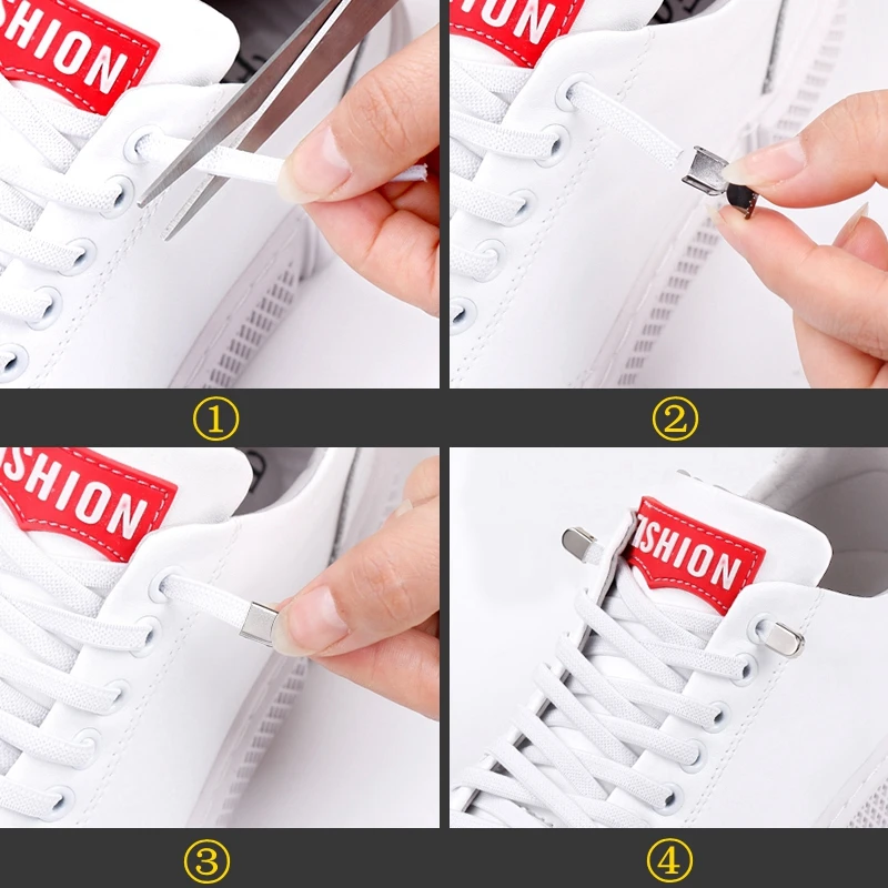 Elastic No-Tie Flat Shoelaces with Metal Lock – 24 Vibrant Colors