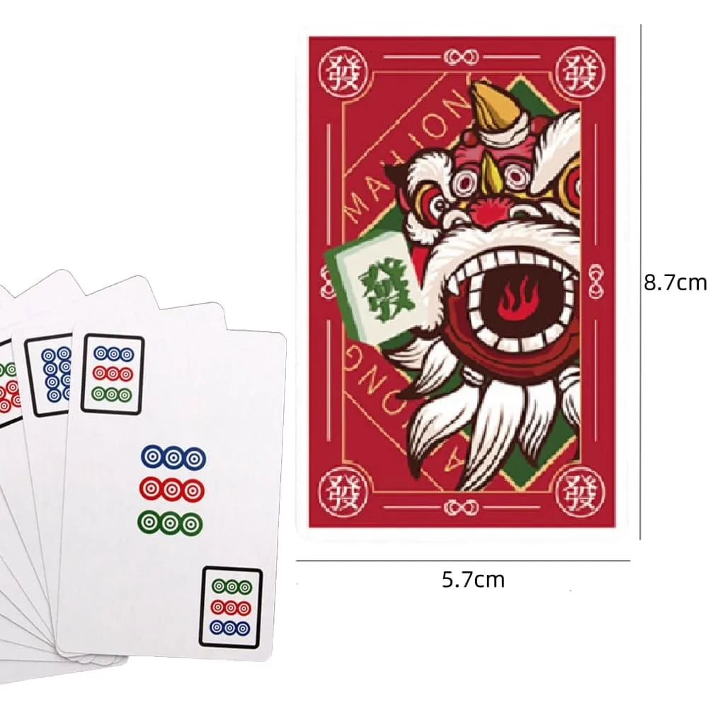 Playing Cards Mahjong Card Game Set-144 Mahjong Playing Cards, 2 Dices, Chinese Mini Playing Cards for Parties, Family Activities