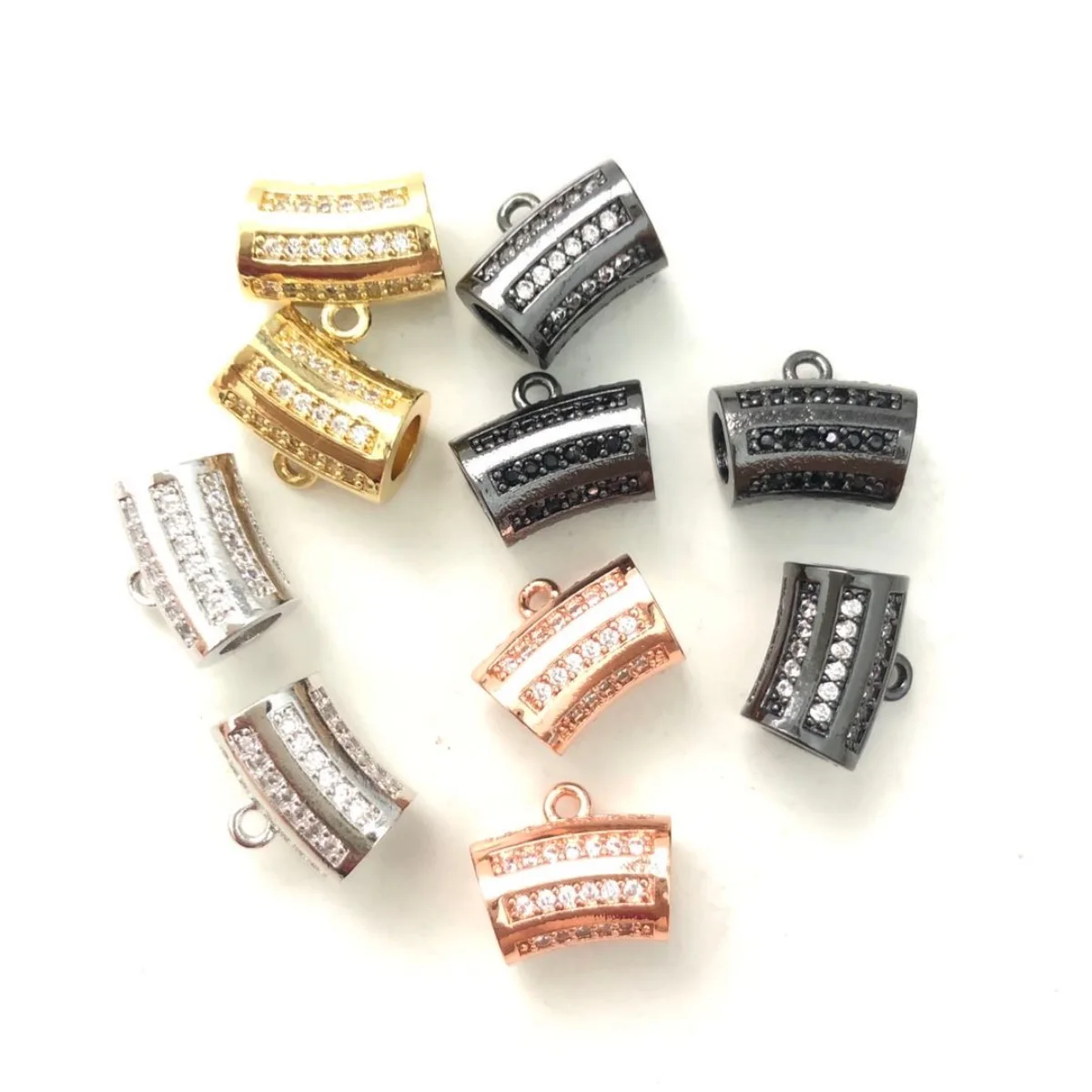 10 stücke cz pave gebogene Bar Bail Spacer Perlen für Frauen Armband Halskette Ohrring Herstellung vergoldeten Schmuck Zubehör Großhandel