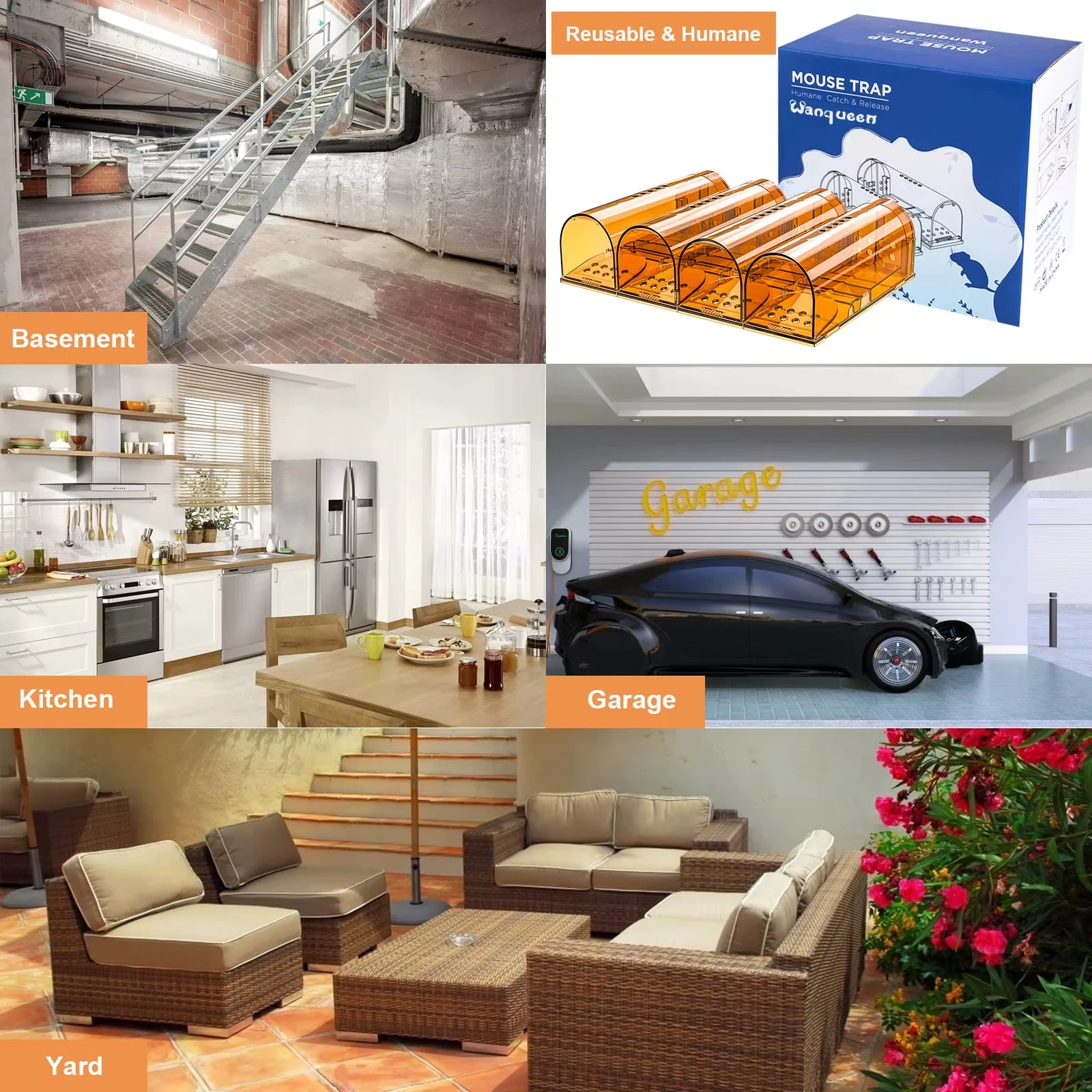 Reusable Mice Rodent Catcher Rat Trap No Kill Animal Pet Control Cage Humane Mouse Trap Catch and Release for Indoor/Outdoor