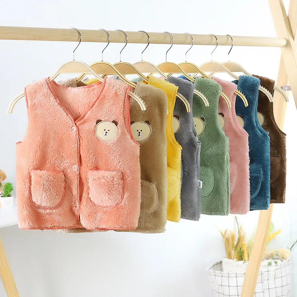 Children vest Autumn Winter Baby Vest Fur Baby Toddler Waistcoat Kid Jacket for Girls Boys Children Clothes Fur Jacket Sleeveless Vest Bear